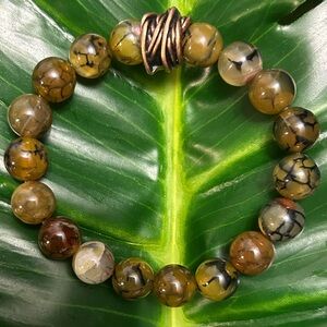 dragon agate chunky handcrafted 10mm stretch bracelet
